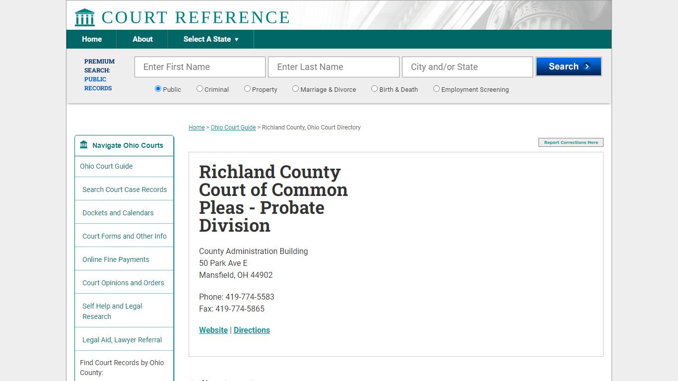 Richland County Court of Common Pleas - Probate Division